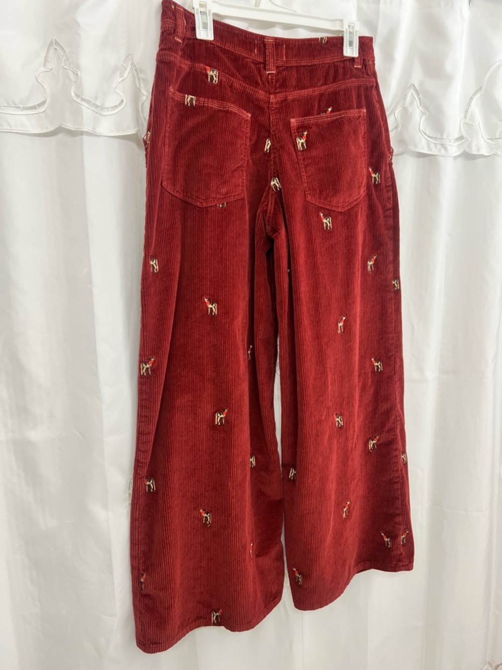 Free People We The Free Clifton Embroidered Corduroy Wide Leg Burgundy Size 29 - Picture 12 of 16